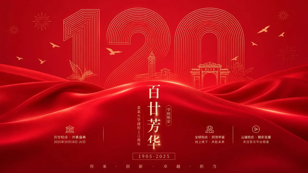 学校周年庆典庄重明亮纪念海报视觉